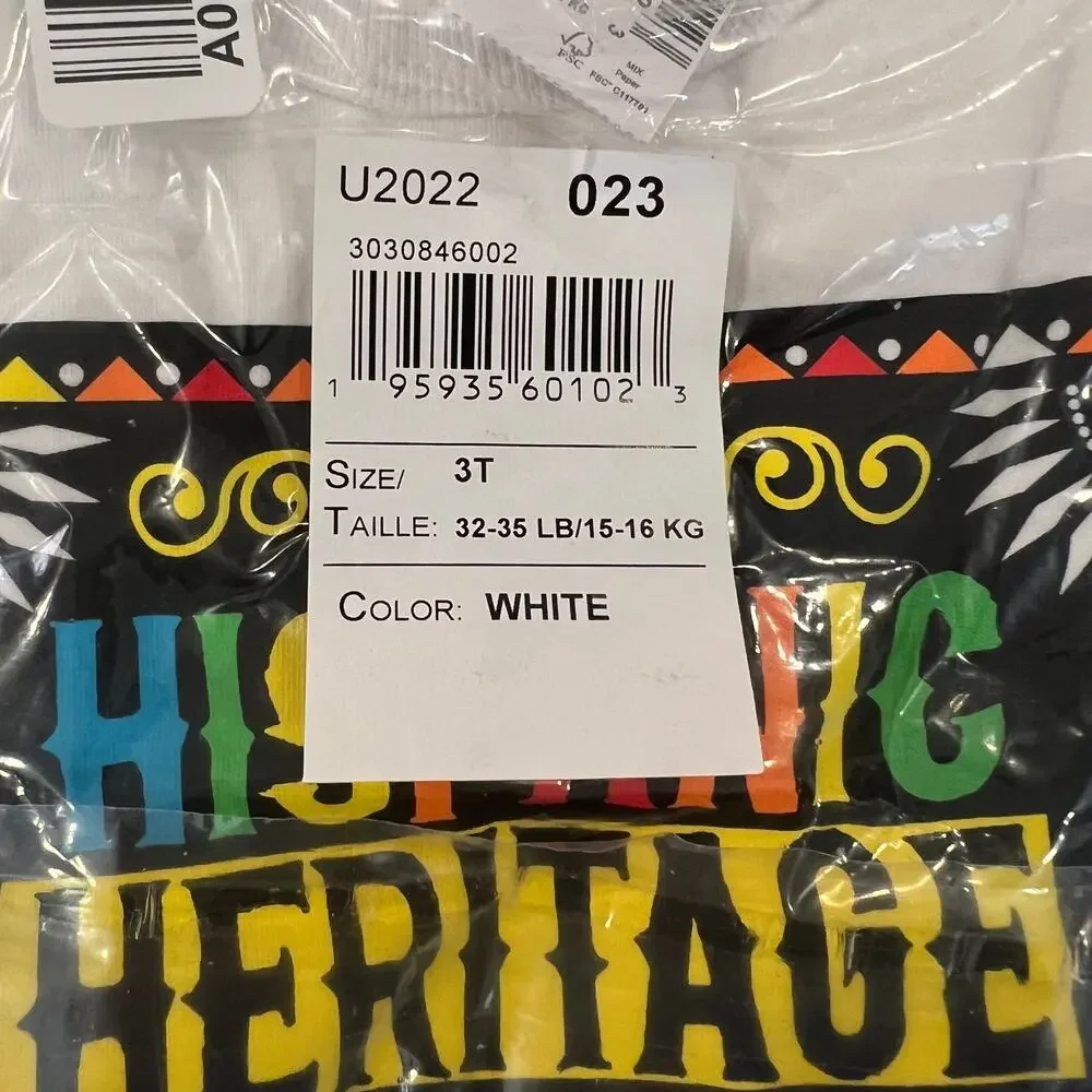 NWT Children's Place Unisex Kids White W/Hispanic Heritage Graphic Tee